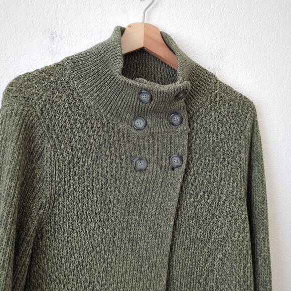 Woolrich Women's Cardigan Sweater Olive Green Heavy Knit Heritage Cotton Large - Picture 7 of 8
